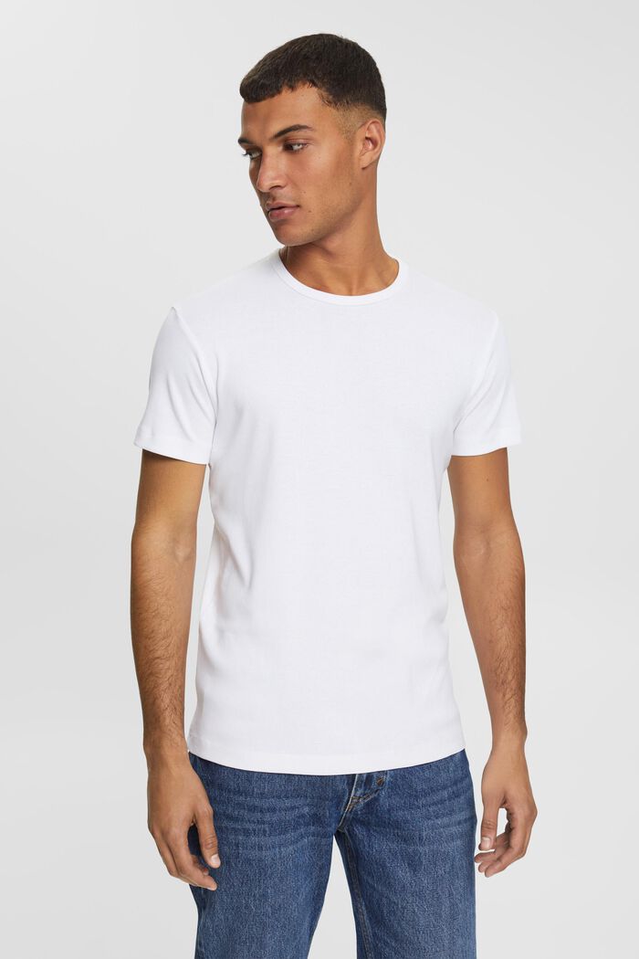 Camiseta en tejido jersey de corte ceñido, WHITE, detail image number 1