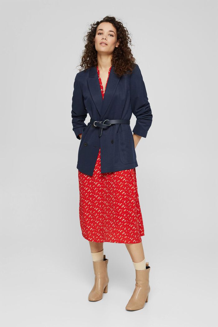 Vestido midi con estampado floral, LENZING™ ECOVERO™, RED, detail image number 1