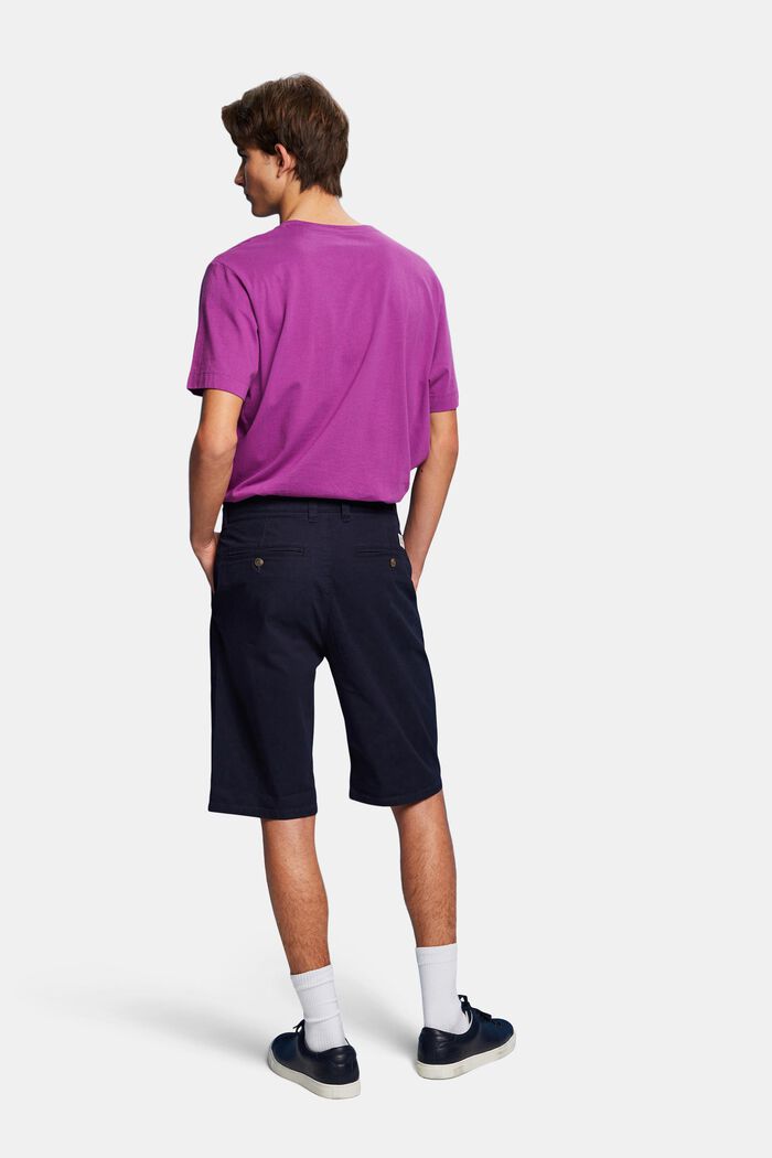 Pantalones cortos estilo chino en algodón sostenible, NAVY, detail image number 3
