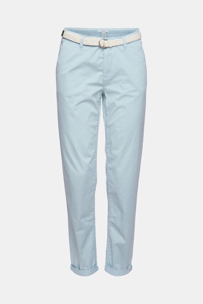 Pantalones chinos con cinturón trenzado, GREY BLUE, detail image number 6