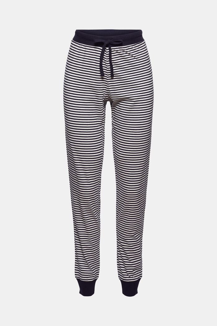 Pantalón de pijama en punto con mezcla de algodón ecológico, NAVY, overview