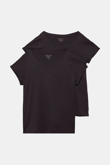 Pack de 2 camisetas básicas, algodón ecológico, BLACK, overview