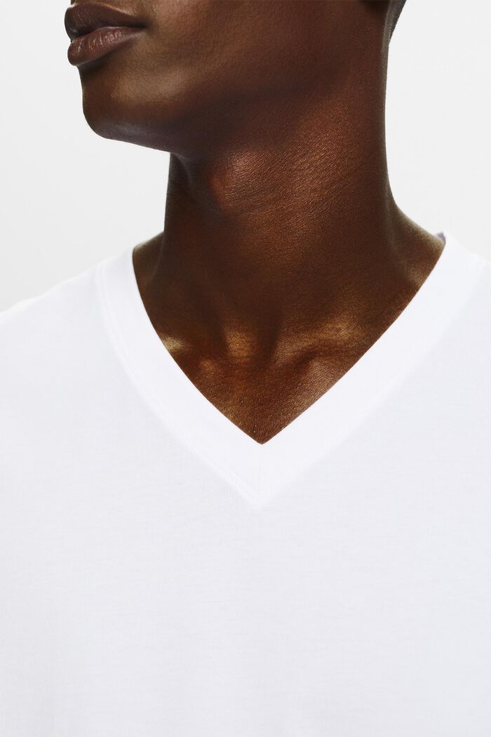 Camiseta en algodón ecológico y cuello enpico, WHITE, detail image number 3