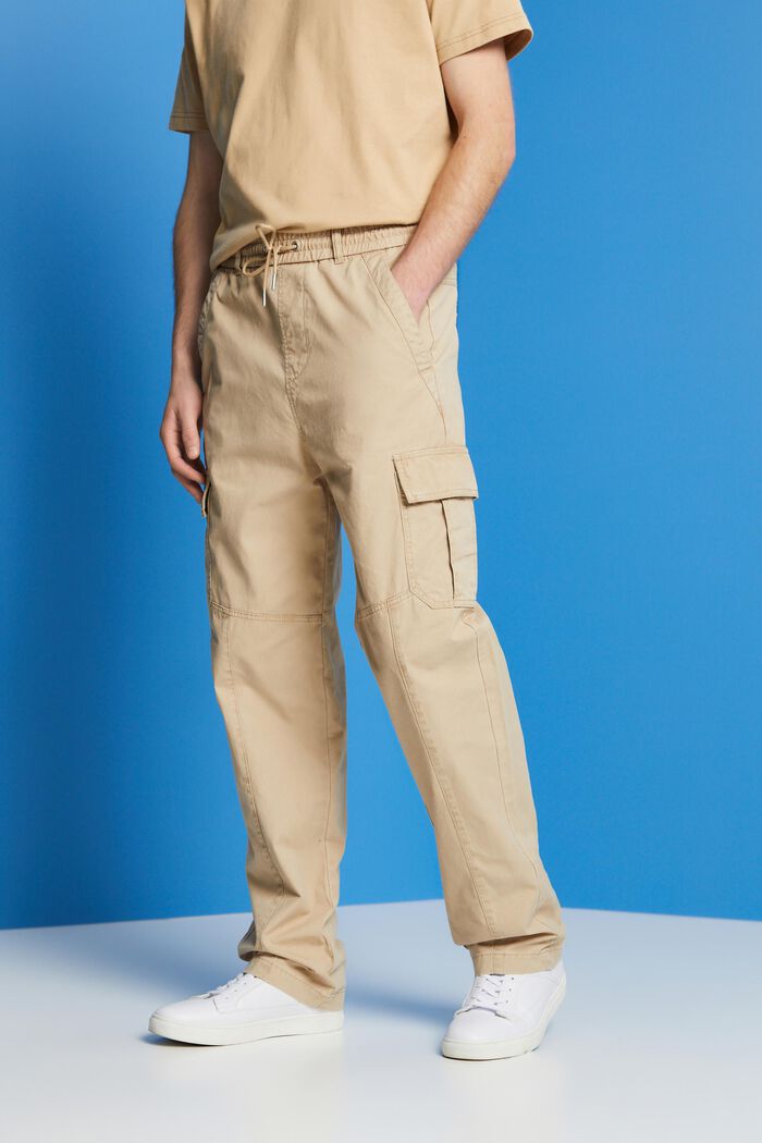 Pantalón cargo de algodón en estilo deportivo, SAND, detail image number 0