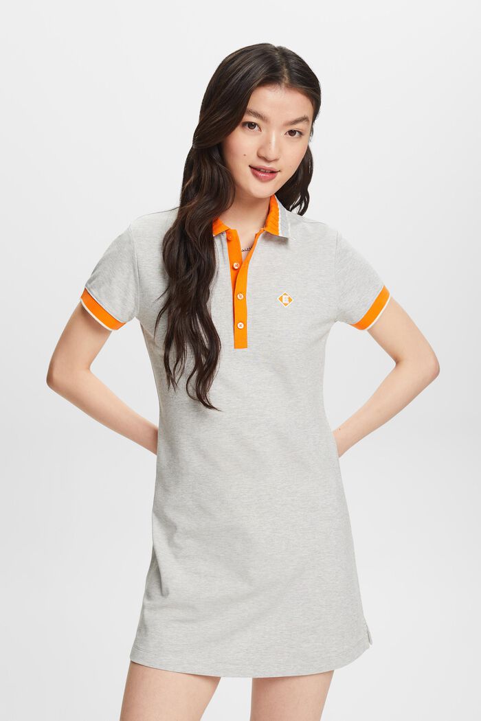 Vestido corto estilo camiseta con cuello polo, LIGHT GREY, detail image number 0