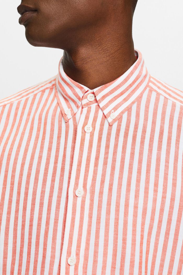 Camiseta de popelina de algodón a rayas, BRIGHT ORANGE, detail image number 3