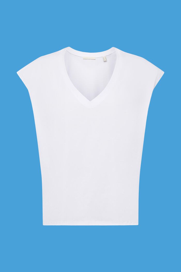 Camiseta de algodón sin mangas y con cuello en pico, WHITE, detail image number 6
