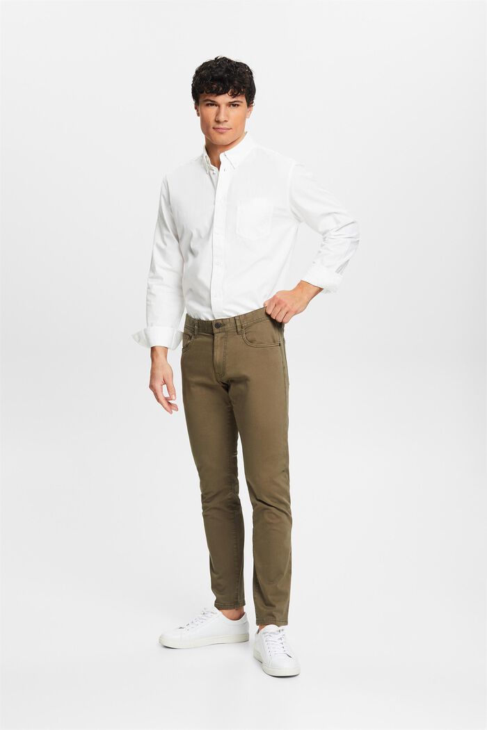 Pantalones slim fit, algodón ecológico, DARK KHAKI, detail image number 5