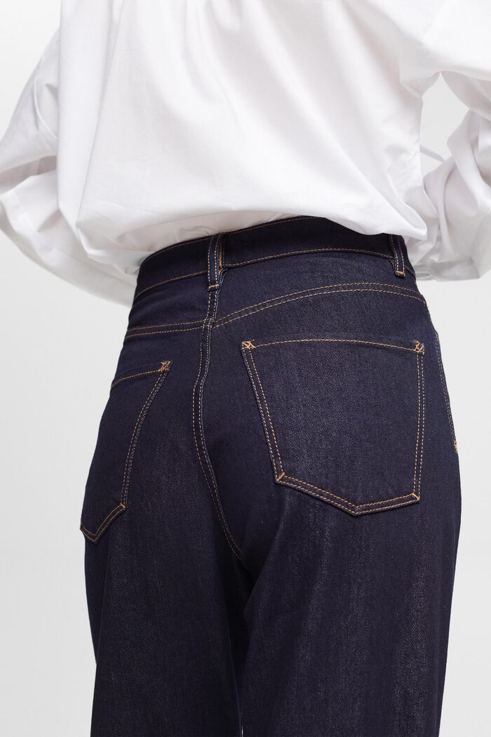 Jeans straight leg high rise con doblez, BLUE RINSE, detail image number 3