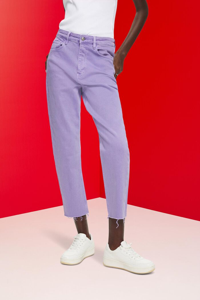 Pantalones tobilleros con bajos deshilachados, PURPLE, detail image number 0