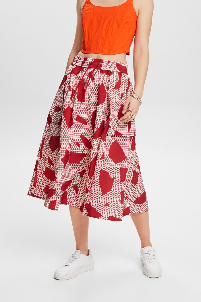 Falda midi con cordón, DARK RED, detail image number 0