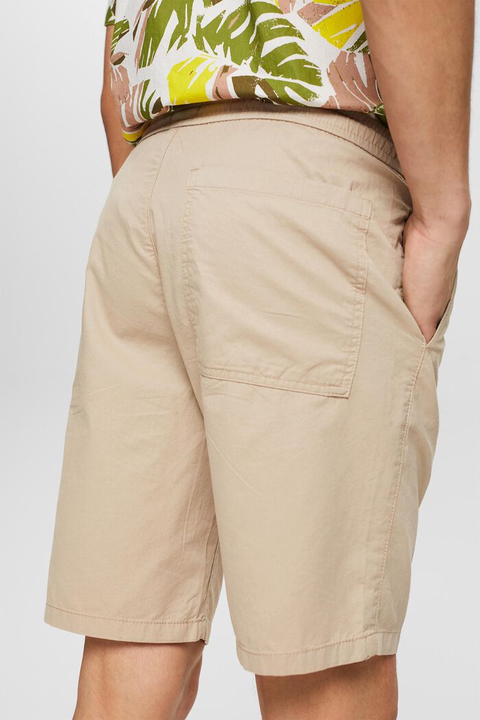 Shorts con cintura elástica, 100% algodón, LIGHT BEIGE, detail image number 4