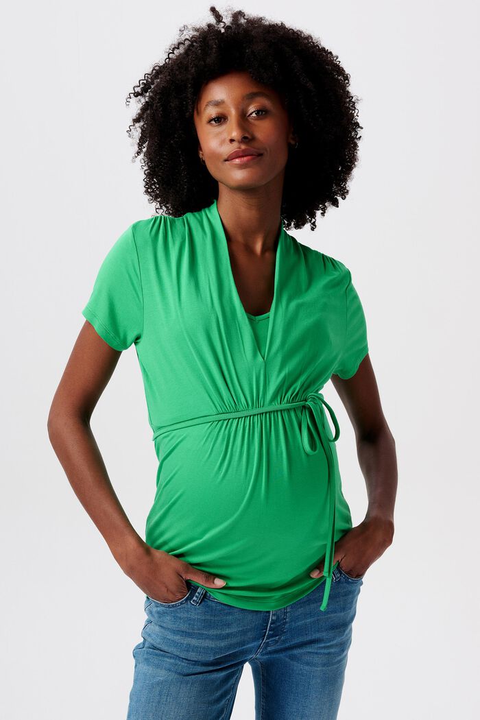 MATERNITY Camiseta de lactancia con cuello pico, BRIGHT GREEN, detail image number 0