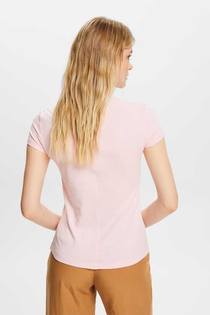 Camiseta con cuello redondo, 100% algodón, PASTEL PINK, detail image number 3
