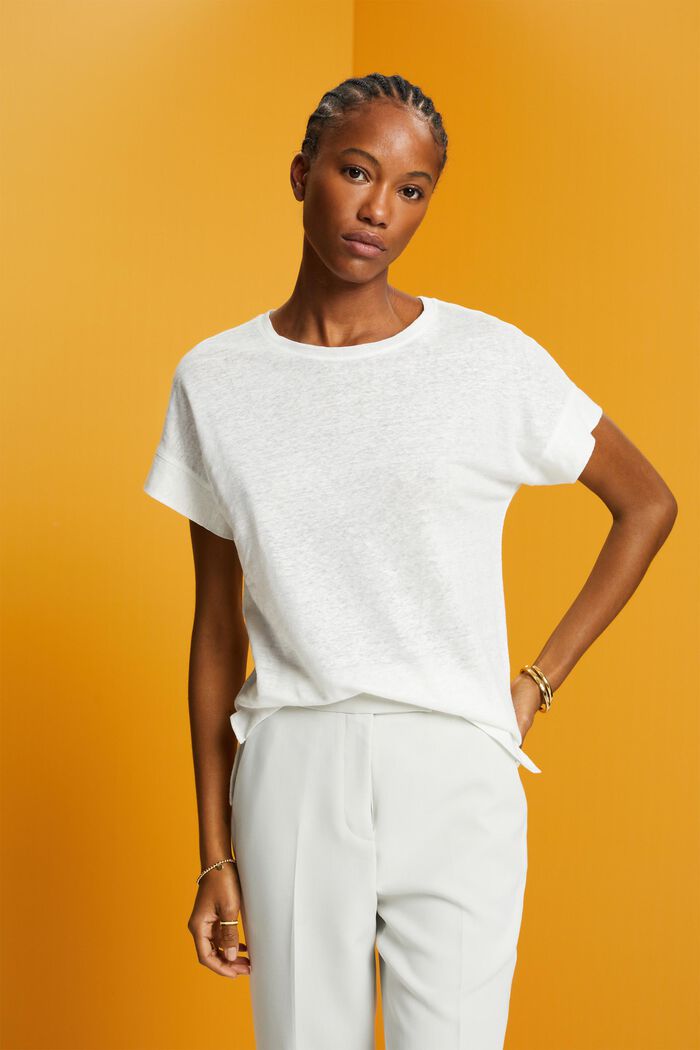 Camiseta de lino, OFF WHITE, detail image number 0