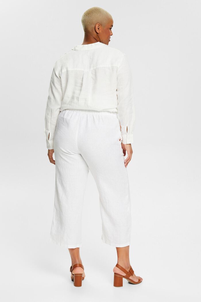 CURVY: pantalón culotte en 100% lino, WHITE, detail image number 3