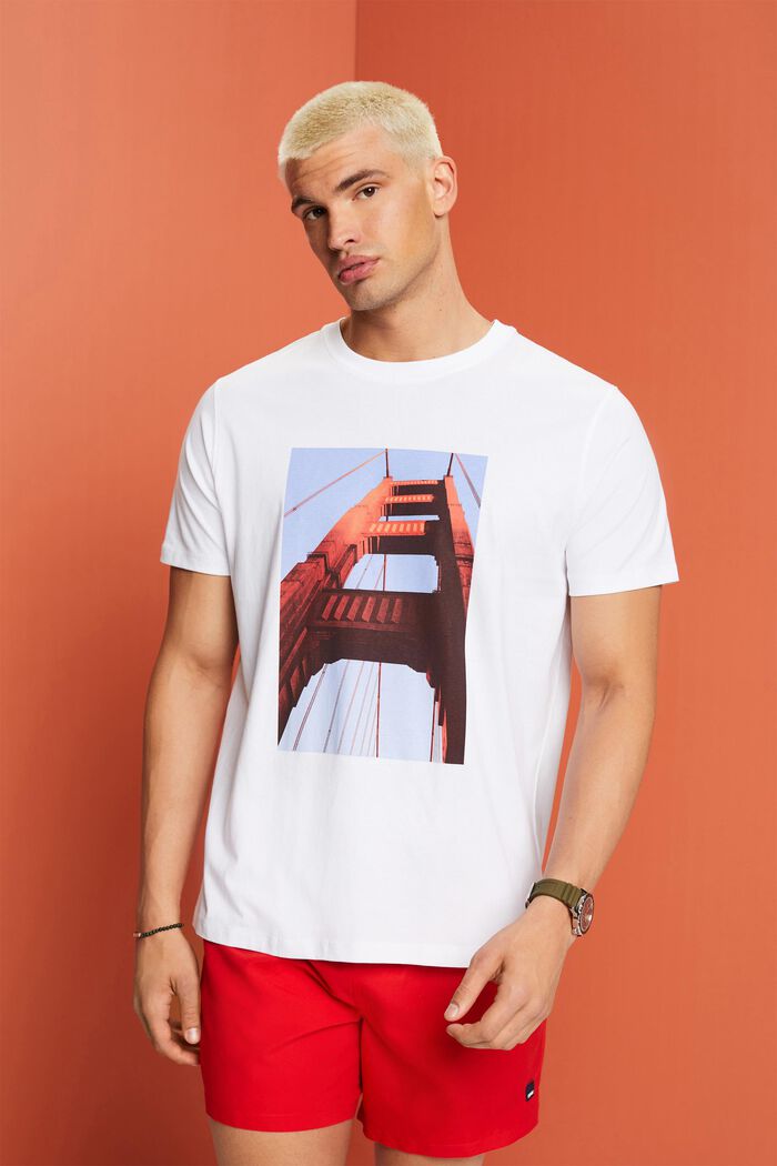 Camiseta estampada de algodón, WHITE, detail image number 0