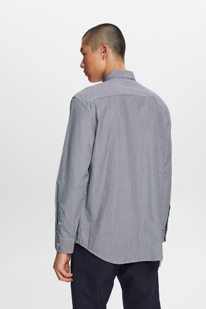 Camisa a rayas en popelina de algodón, NAVY, detail image number 3