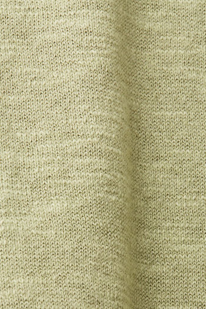 Jersey de mezcla de algodón y lino con cuello redondo, LIGHT GREEN, detail image number 4