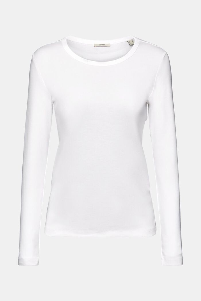 Camiseta de algodón de manga larga, WHITE, detail image number 6