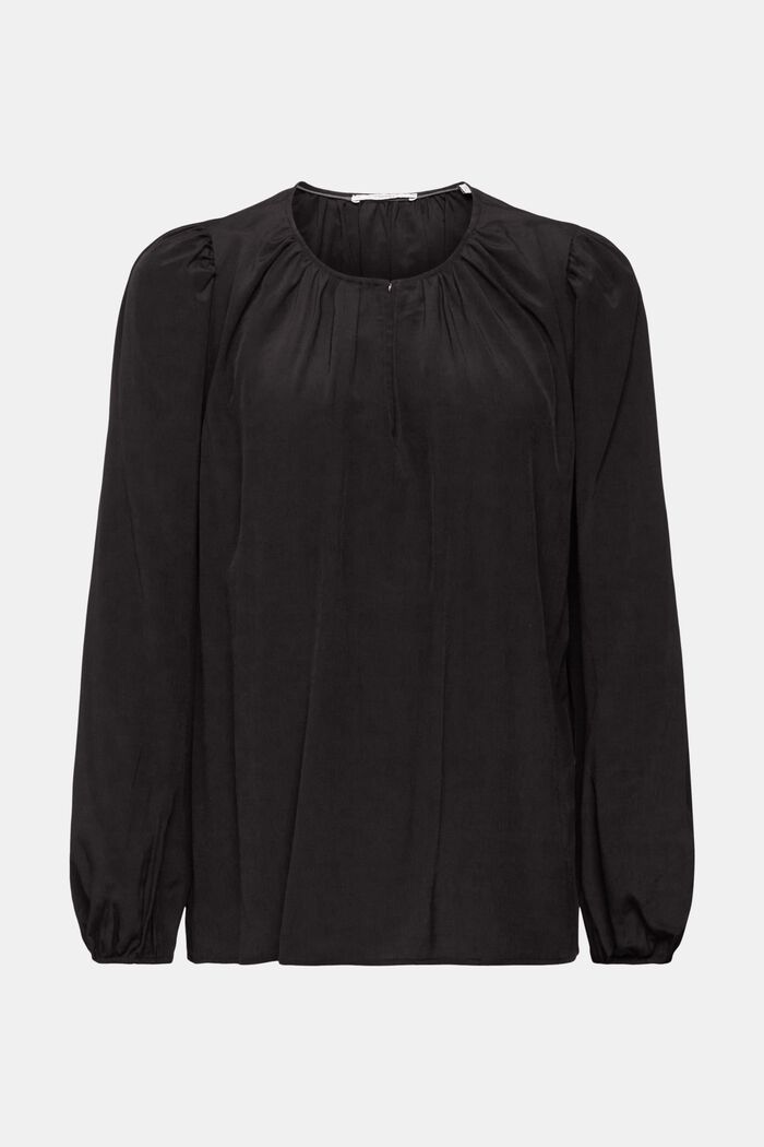 Blusa con abertura en forma de gota en el cuello, LENZING™ ECOVERO™, BLACK, overview