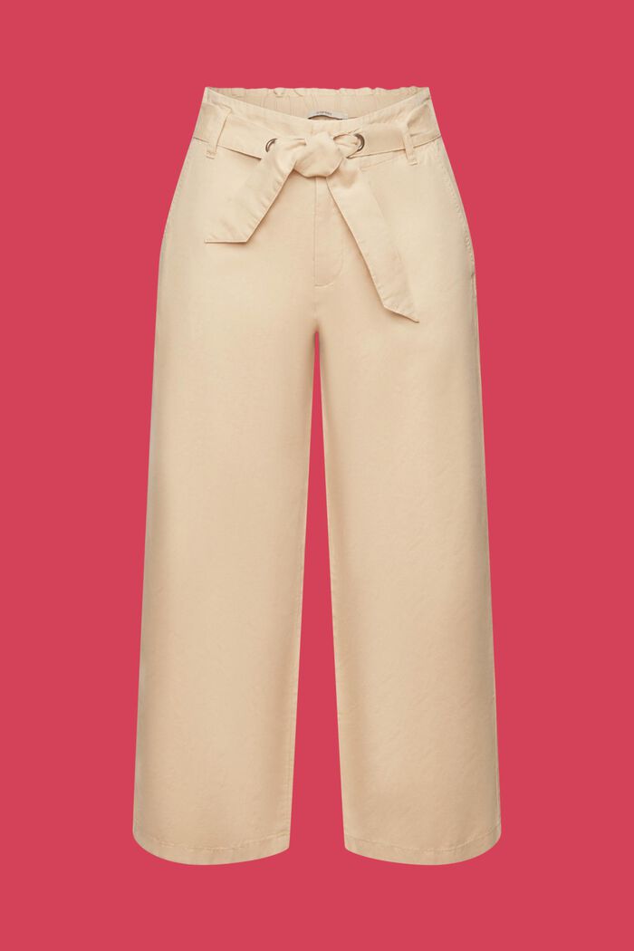 Culotte de lino y algodón con cinturón, SAND, detail image number 6