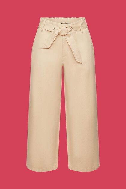 Culotte de lino y algodón con cinturón
