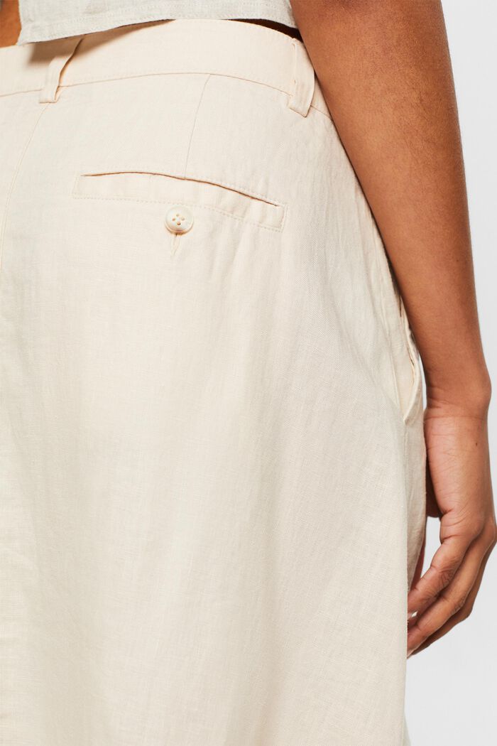 Falda midi de lino en línea A, CREAM BEIGE, detail image number 3