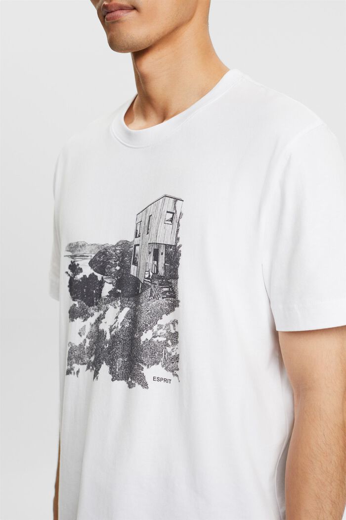 Camiseta con estampado geométrico, WHITE, detail image number 2