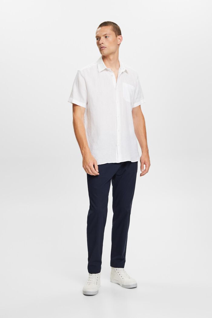 Camisa de lino con manga corta, WHITE, detail image number 5