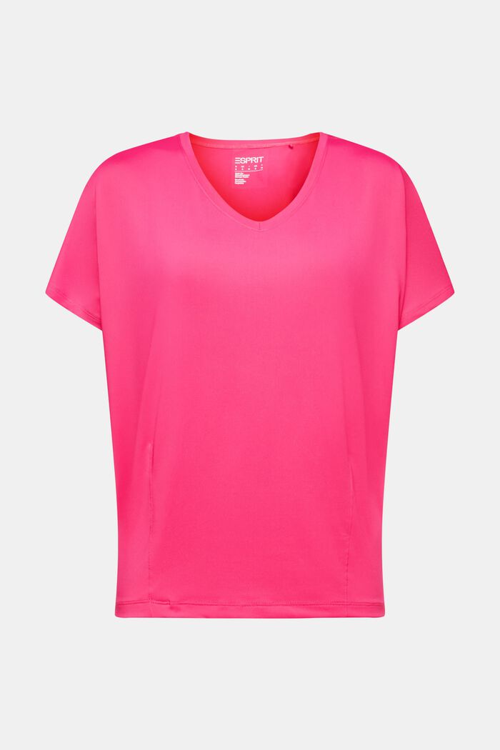 Camiseta deportiva E-DRY con cuello en pico, PINK FUCHSIA, detail image number 5