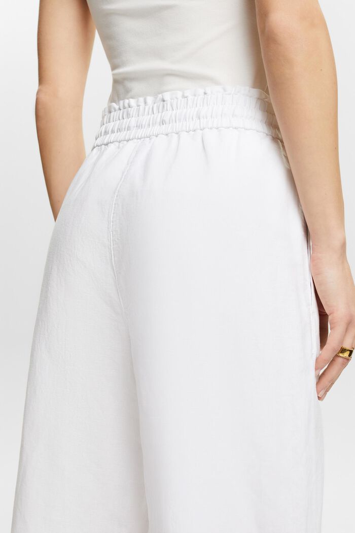 Pantalones de algodón y lino, WHITE, detail image number 3