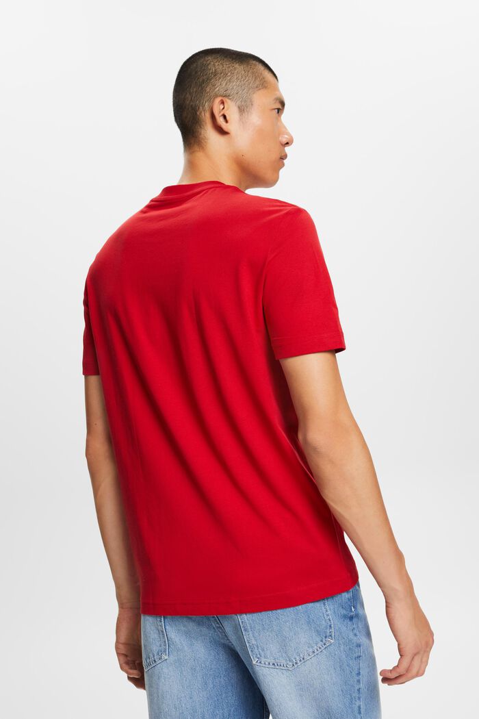 Camiseta de cuello redondo en tejido jersey de algodón Pima, DARK RED, detail image number 3