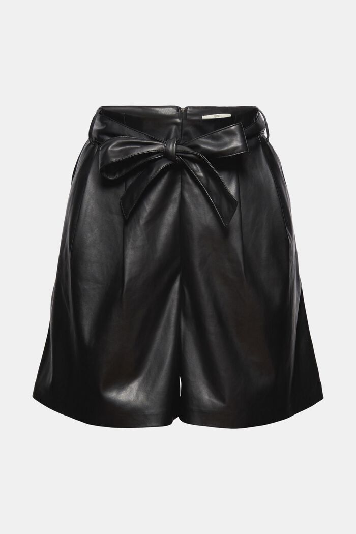 Pantalones cortos de polipiel, BLACK, overview
