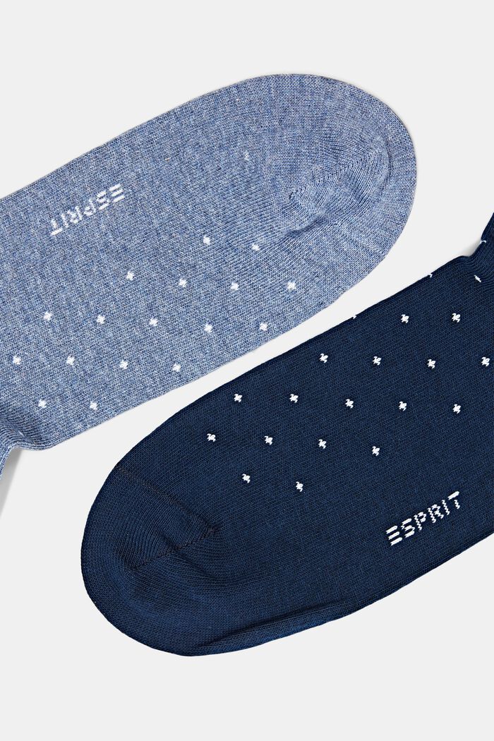 Pack de 2 pares de calcetines con estampado de puntos, de algodón ecológico, BLACK/BLUE, detail image number 1