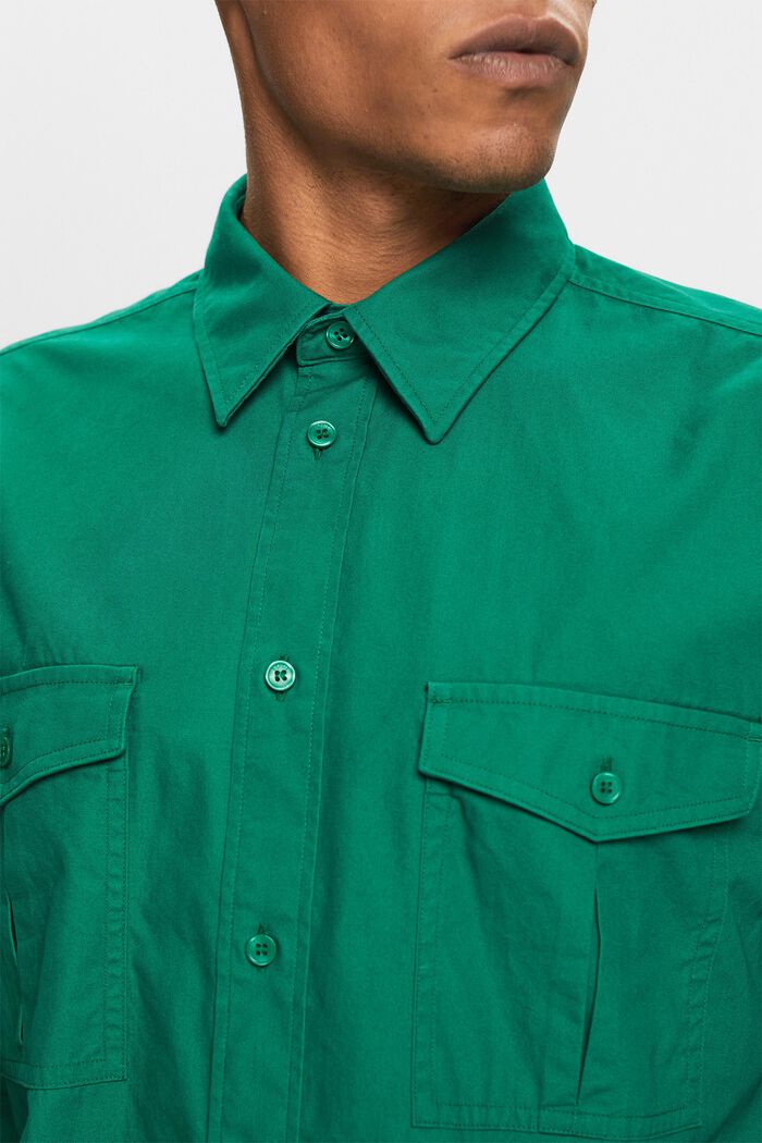Camisa estilo militar de algodón, DARK GREEN, detail image number 2