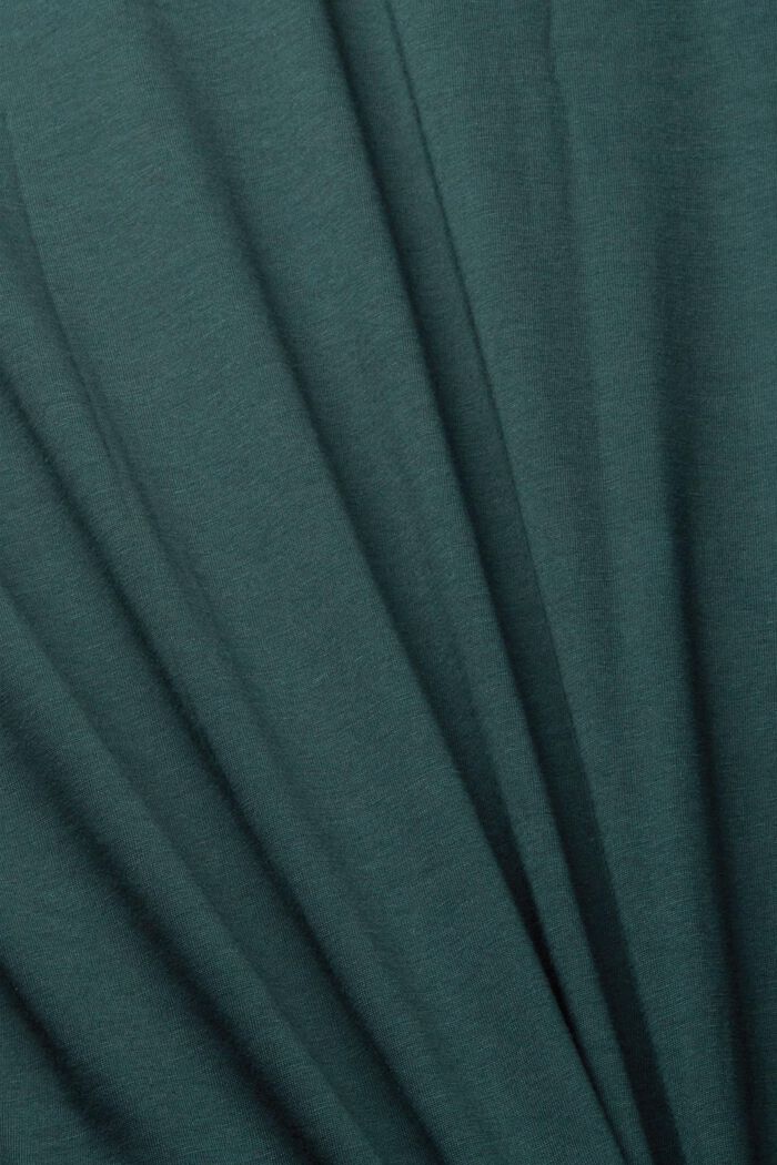 Camiseta de algodón sostenible con escote en pico, TEAL BLUE, detail image number 1