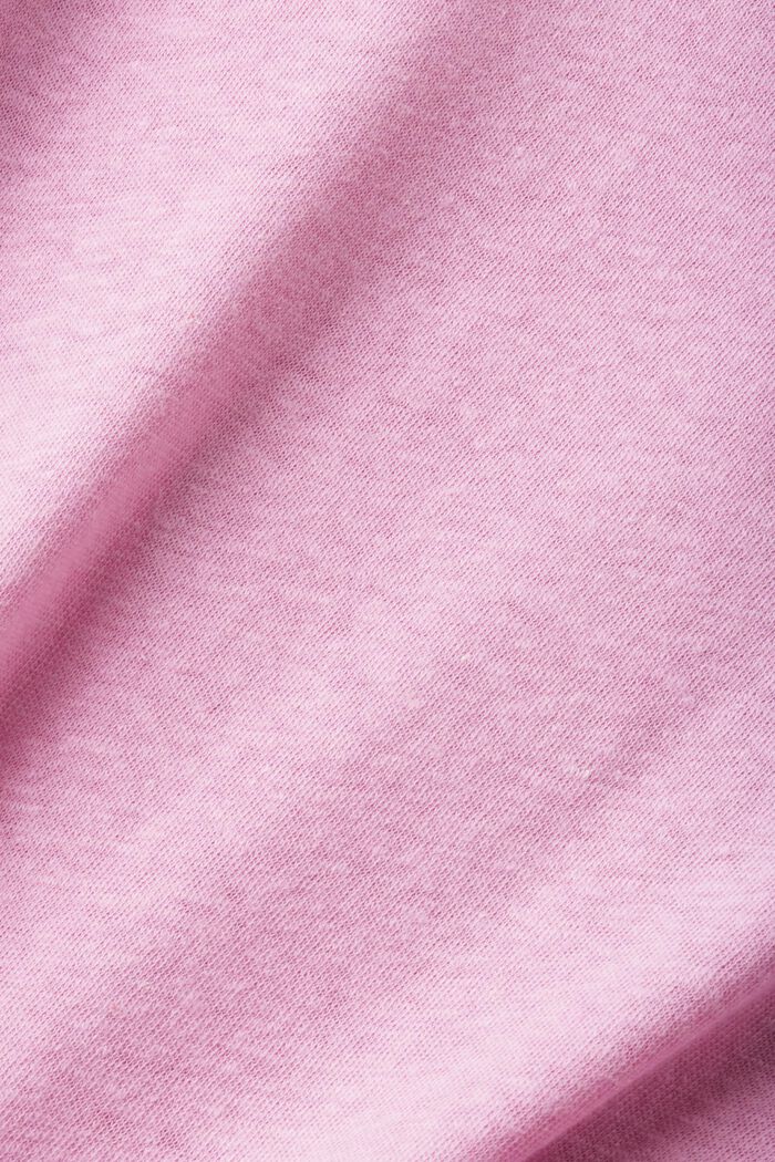 Con lino: camiseta con escote en pico, LILAC, detail image number 6