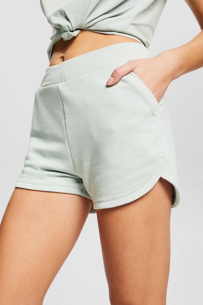 Pantalones cortos de felpa confeccionados en una mezcla de algodón ecológico, PASTEL GREEN, detail image number 2