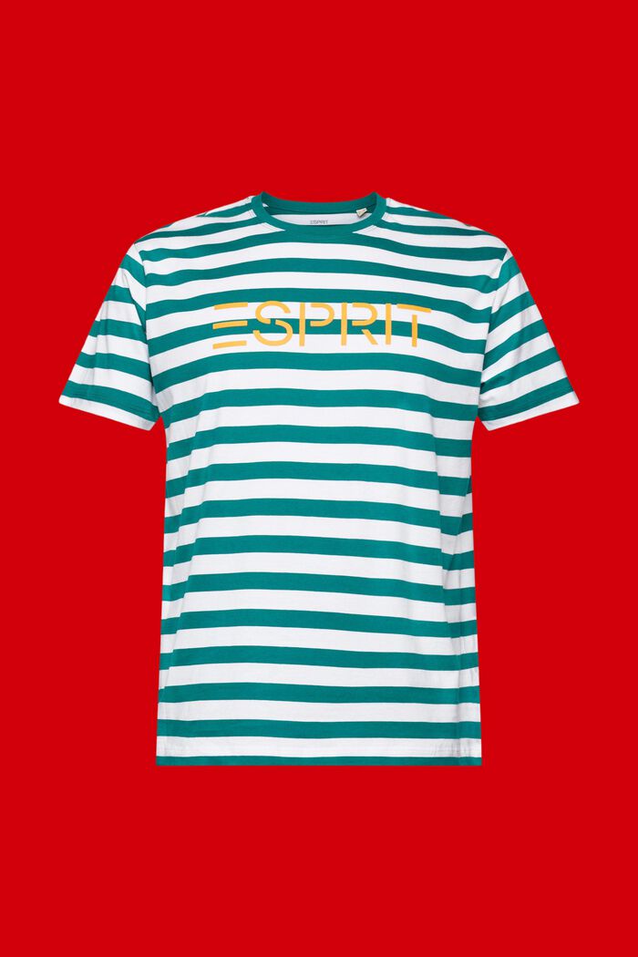 Camiseta de algodón a rayas, EMERALD GREEN, detail image number 5