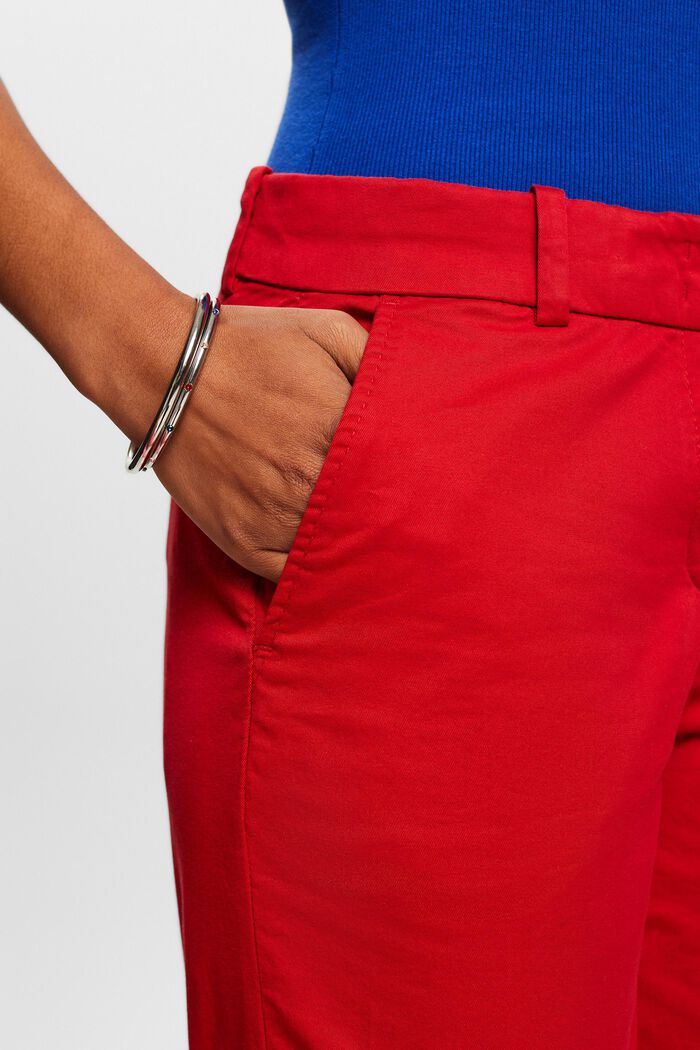 Pantalón corto de sarga con dobladillo, DARK RED, detail image number 4