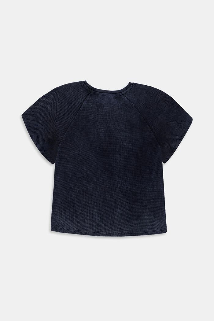 Camiseta corta de algodón con textura, BLUE DARK WASHED, detail image number 1