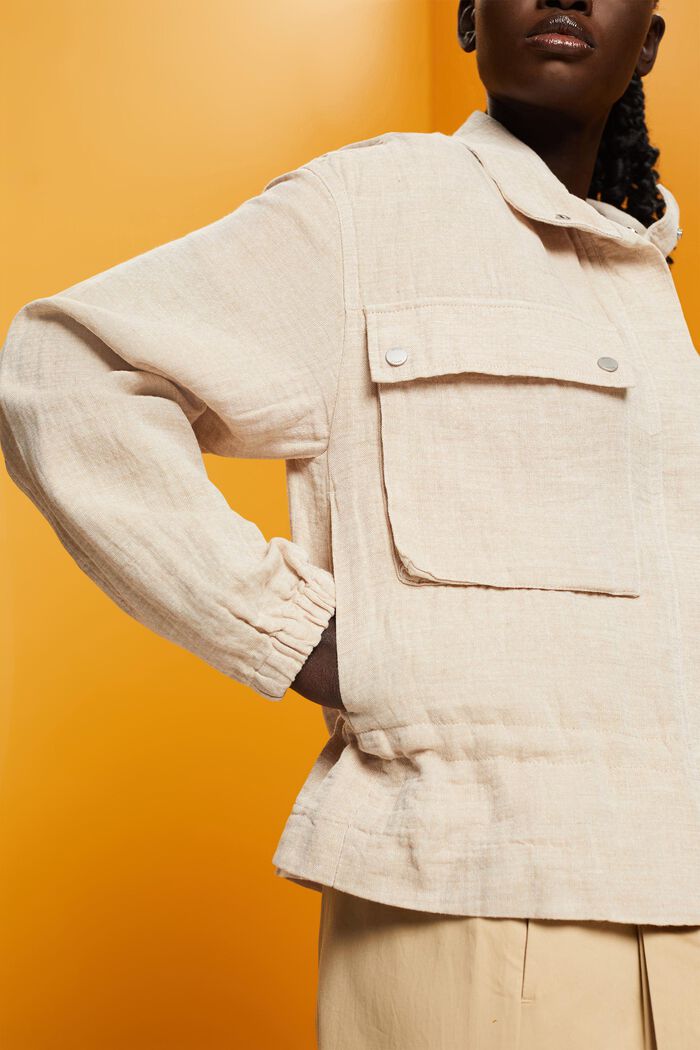 Chaqueta ligera de algodón y lino, SAND, detail image number 2