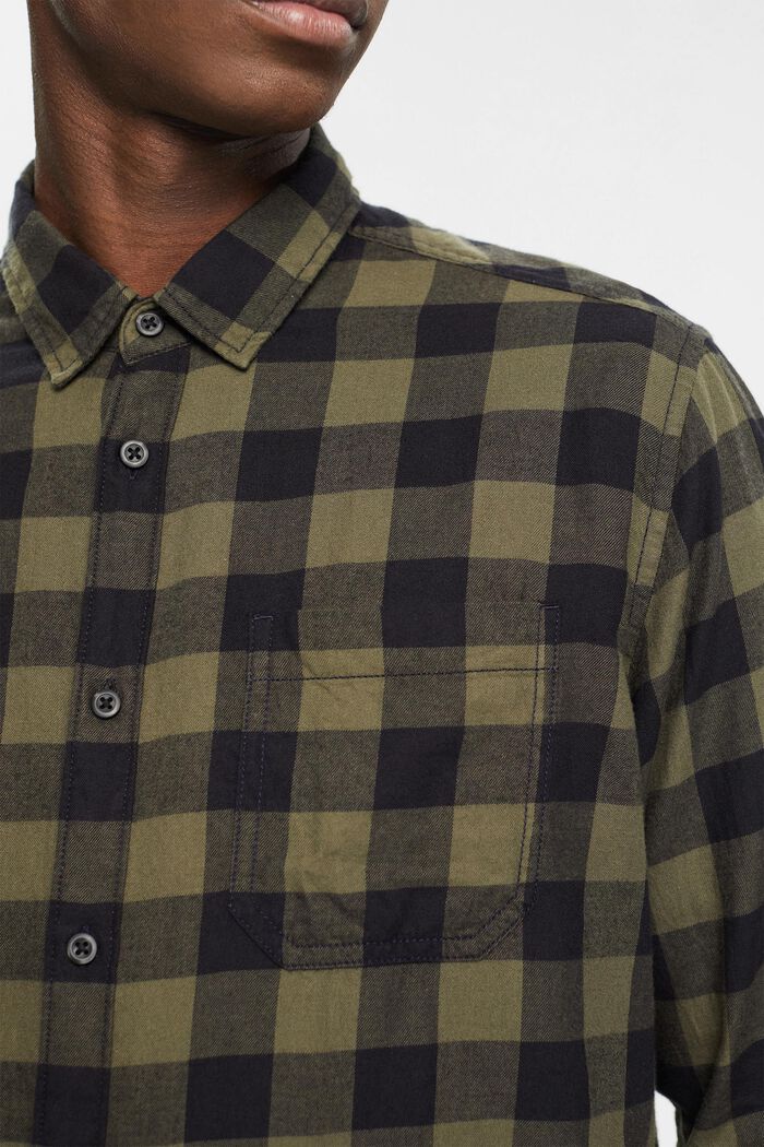 Camisa de franela en algodón sostenible con cuadros vichy, KHAKI GREEN, detail image number 0