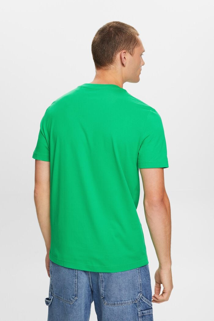 Camiseta de cuello redondo en tejido jersey de algodón Pima, GREEN, detail image number 3