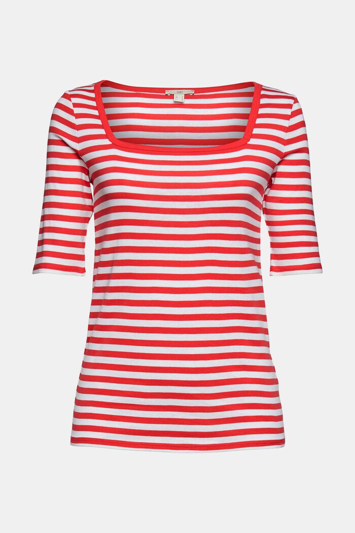 Camiseta con escote cuadrado, algodón ecológico, RED, detail image number 2