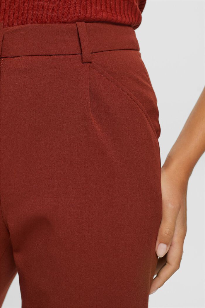 Culotte de tiro alto con pliegues en la cintura, RUST BROWN, detail image number 2