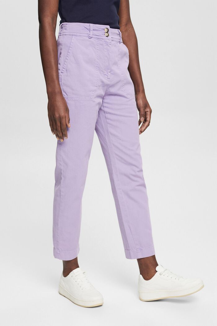 Pantalón de cintura alta en algodón ecológico, LAVENDER, detail image number 0