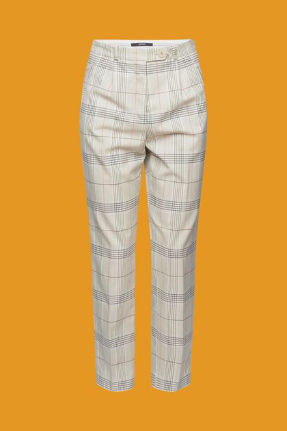 Pantalones tobilleros con diseño a cuadros, LIGHT TAUPE, overview
