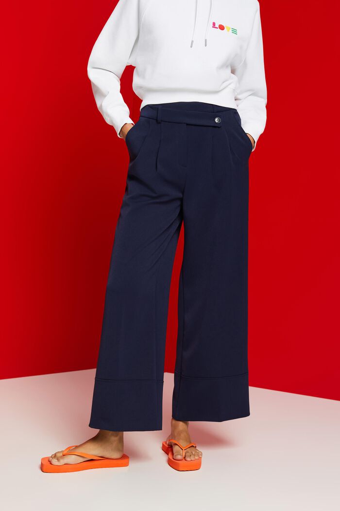 Pantalón culotte con mezcla de viscosa, NAVY, detail image number 0